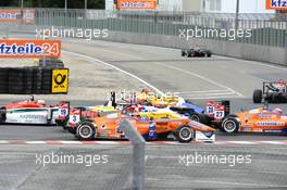 Jake Dennis (GBR) CARLIN Dallara F312 Volkswagen spun and caused trafic jam 29.06.2014. FIA F3 European Championship 2014, Round 6, Race 3, Norisring, Nürnberg