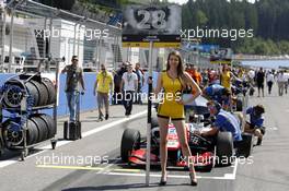 Gridgirl of Jake Dennis (GBR) Carlin Dallara F312 – Volkswagen 02.08.2014. FIA F3 European Championship 2014, Round 8, Race 1, Red Bull Ring, Spielberg, Austria