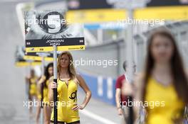 gGridgirl of Jordan King (GBR) Carlin Dallara F312 – Volkswagen 03.08.2014. FIA F3 European Championship 2014, Round 8, Race 2, Red Bull Ring, Spielberg, Austria