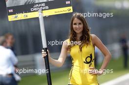 Gridgirl of Jake Dennis (GBR) Carlin Dallara F312 – Volkswagen 03.08.2014. FIA F3 European Championship 2014, Round 8, Race 2, Red Bull Ring, Spielberg, Austria