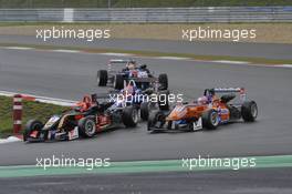Esteban Ocon (FRA) Prema Powerteam Dallara F312 Mercedes, Felix Rosenqvist (SWE) KFZTEILE24 MÜCKE MOTORSPORT Dallara F312 Mercedes 16.08.2014. FIA F3 European Championship 2014, Round 9, Race 1, Nürburgring, Nürburg
