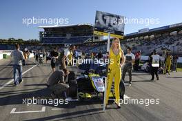 grid, grid girl, Gustavo Menezes (USA)  VAN AMERSFOORT RACING Dallara F312 Volkswagen 18.10.2014. FIA F3 European Championship 2014, Round 11, Race 2, Hockenheimring, Hockenheim