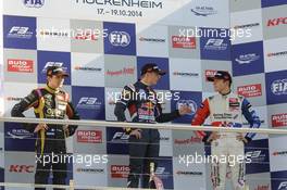 podium, rookies, Esteban Ocon (FRA) Prema Powerteam Dallara F312 Mercedes, Max Verstappen (NED) VAN AMERSFOORT RACING Dallara F312 Volkswagen, Jake Dennis (GBR) CARLIN Dallara F312 Volkswagen 19.10.2014. FIA F3 European Championship 2014, Round 11, Race 3, Hockenheimring, Hockenheim