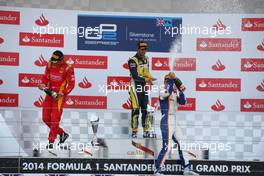 Race 2, Felipe Nasr (BRA), Carlin (race winner), Stefano Coletti (MCO), Racing Engineering (2nd position) and Johnny Cecotto, jr (VEN), Trident (3rd position) 06.07.2014. GP2 Series, Rd 5, Silverstone, England, Sunday.