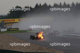 Race 2, Stephane Richelmi (MCO), DAMS crash at the start and fire on car 20.07.2014. GP2 Series, Rd 6, Hockenheim, Germany, Sunday