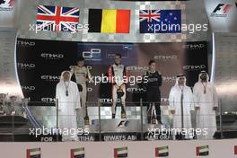 Race 1, 1st position Stoffel Vandoorne (BEL) Art Grand Prix, 2nd position Jolyon Palmer (GBR) Dams and 3rd position Mitch Evans (NZL) RT Russian Time 22.11.2014. GP2 Series, Rd 11, Yas Marina Circuit, Abu Dhabi, UAE, Saturday.