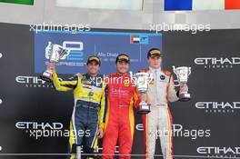 Race 2, 1st position Stefano Coletti (MON) Racing Engineering, 2nd position Felipe Nasr (BRA) Carlin and 3rd position Arthur Pic (FRA) Campos Racing 23.11.2014. GP2 Series, Rd 11, Yas Marina Circuit, Abu Dhabi, UAE, Sunday.