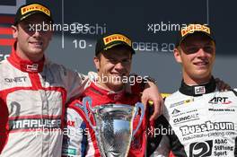The podium: Race winner Patric Niederhauser (SUI), Arden International, 2n place Dean Stoneman (GBR), Koiranen GP and 3rd place  Marvin Kirchhofer (GER), Art Grand Prix 10.10.2014. GP3 Series, Rd 8, Sochi Autodrom, Sochi, Russia, Sunday.