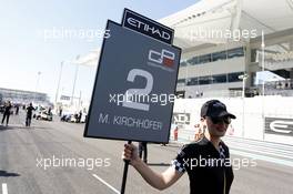 Gridgirl of Marvin Kirchhöfer (GER) Art Grand Prix 23.11.2014. GP3 Series, Rd 9, Yas Marina Circuit, Abu Dhabi, UAE, Sunday.