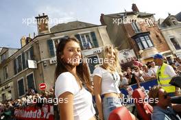 Girl at the Parade 13.06.2014. Le Mans 24 Hour, Le Mans, Street Parade, France.