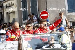 Gianmaria Bruni (ITA) / Toni Vilander (FIN) / Giancarlo Fisichella (ITA) #51 AF Corse Ferrari F458 Italia 13.06.2014. Le Mans 24 Hour, Le Mans, Street Parade, France.