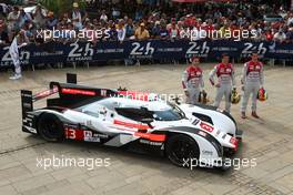 #3 Audi Sport Team Joest Audi R18 E-Tron Quattro: Filipe Albuquerque, Marco Bonanomi, Oliver Jarvis 09.06.2014. Le Mans 24 Hour, Le Mans Scrutineering, France.