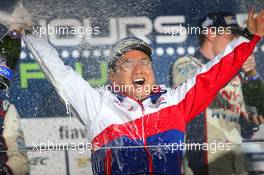 Yoshiaki Kinoshita (JPN) Team President celebrates on the podium. 12.10.2014. FIA World Endurance Championship, Round 5, Six Hours of Fuji, Fuji, Japan, Sunday.
