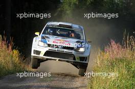 Andreas Mikkelsen ,Ola Floene (Volkswagen Polo R WRC, #9 Volkswagen Motorsport II)  31.07-03.08.2014. World Rally Championship, Rd 8, Rally Finland, Jyvaskyla, Finland