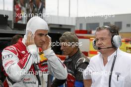 Nico Müller (SUI) Audi Sport Team Rosberg Audi RS 5 DTM with his engineer Karl Jennings (GER) 31.05.2015, DTM Round 2, Lausitzring, Germany, Sunday, Race 2.