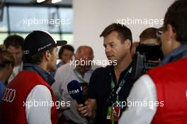 Timo Scheider (GER) Audi Sport Team Phoenix Audi RS 5 DTM is talking with Media after the Race. 02.08.2015, DTM Round 5, Red Bull Ring, Spielberg, Austria, Race 2, Saturday.