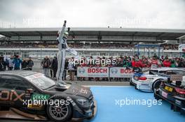 Pascal Wehrlein (GER) HWA AG Mercedes-AMG C63 DTM; Champion; team; cheering; happy;  17.10.2015, DTM Round 09, Hockenheimring, Germany, Saturday, Race 1.