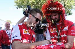 Sebastian Vettel (GER) Ferrari signs autographs for the fans. 11.03.2015. Formula 1 World Championship, Rd 1, Australian Grand Prix, Albert Park, Melbourne, Australia, Preparation Day.