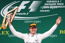 Race winner Nico Rosberg (GER) Mercedes AMG F1 celebrates on the podium. 21.06.2015. Formula 1 World Championship, Rd 8, Austrian Grand Prix, Spielberg, Austria, Race Day.