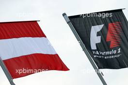 Austrian and F1 flags. 18.06.2015. Formula 1 World Championship, Rd 8, Austrian Grand Prix, Spielberg, Austria, Preparation Day.
