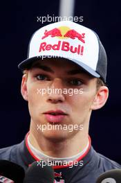 Pierre Gasly (FRA) Scuderia Toro Rosso Test Driver with the media. 12.05.2015. Formula 1 Testing, Day One, Barcelona, Spain, Tuesday.