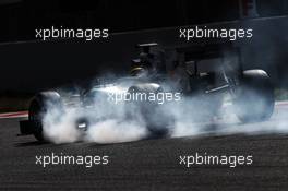 Pascal Wehrlein (GER) Mercedes AMG F1 W06 Reserve Driver locks up under braking. 13.05.2015. Formula 1 Testing, Day Two, Barcelona, Spain, Wednesday.