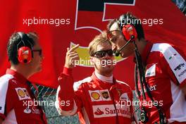 Sebastian Vettel (GER) Ferrari on the grid. 23.08.2015. Formula 1 World Championship, Rd 13, Belgian Grand Prix, Spa Francorchamps, Belgium, Race Day.