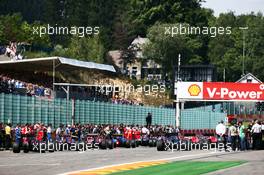 The grid before the start of the race. 23.08.2015. Formula 1 World Championship, Rd 13, Belgian Grand Prix, Spa Francorchamps, Belgium, Race Day.