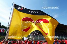 Grid flag for Roberto Merhi (ESP) Manor Marussia F1 Team. 23.08.2015. Formula 1 World Championship, Rd 13, Belgian Grand Prix, Spa Francorchamps, Belgium, Race Day.