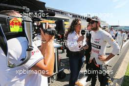 Sergio Perez (MEX) Sahara Force India F1 on the grid. 23.08.2015. Formula 1 World Championship, Rd 13, Belgian Grand Prix, Spa Francorchamps, Belgium, Race Day.