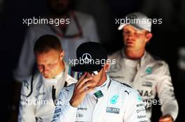 Pole sitter Lewis Hamilton (GBR) Mercedes AMG F1 in parc ferme. 22.08.2015. Formula 1 World Championship, Rd 11, Belgian Grand Prix, Spa Francorchamps, Belgium, Qualifying Day.
