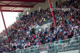 Fans in the grandstand. 23.08.2015. Formula 1 World Championship, Rd 13, Belgian Grand Prix, Spa Francorchamps, Belgium, Race Day.