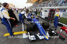 Marcus Ericsson (SWE) Sauber C34 on the grid. 19.04.2015. Formula 1 World Championship, Rd 4, Bahrain Grand Prix, Sakhir, Bahrain, Race Day.