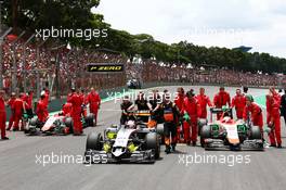 Nico Hulkenberg (GER) Sahara Force India F1 VJM08 on the grid. 15.11.2015. Formula 1 World Championship, Rd 18, Brazilian Grand Prix, Sao Paulo, Brazil, Race Day.