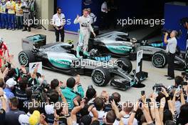 Race winner Nico Rosberg (GER) Mercedes AMG F1 W06 celebrates in parc ferme. 15.11.2015. Formula 1 World Championship, Rd 18, Brazilian Grand Prix, Sao Paulo, Brazil, Race Day.