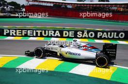 Felipe Massa (BRA) Williams FW37. 14.11.2015. Formula 1 World Championship, Rd 18, Brazilian Grand Prix, Sao Paulo, Brazil, Qualifying Day.