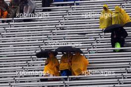 Wet fans in the grandstand. 05.06.2015. Formula 1 World Championship, Rd 7, Canadian Grand Prix, Montreal, Canada, Practice Day.