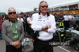 Michael Douglas (USA) Actor with Mansour Ojjeh, McLaren shareholder on the grid 07.06.2015. Formula 1 World Championship, Rd 7, Canadian Grand Prix, Montreal, Canada, Race Day.