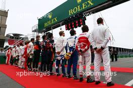 The drivers observe the anthem on the grid. 07.06.2015. Formula 1 World Championship, Rd 7, Canadian Grand Prix, Montreal, Canada, Race Day.
