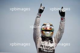 Race winner Lewis Hamilton (GBR) Mercedes AMG F1 celebrates in parc ferme. 07.06.2015. Formula 1 World Championship, Rd 7, Canadian Grand Prix, Montreal, Canada, Race Day.
