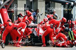 Kimi Raikkonen (FIN) Ferrari SF15-T makes a pit stop. 07.06.2015. Formula 1 World Championship, Rd 7, Canadian Grand Prix, Montreal, Canada, Race Day.