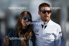 Jenson Button (GBR) McLaren with his wife Jessica Button (JPN). 06.06.2015. Formula 1 World Championship, Rd 7, Canadian Grand Prix, Montreal, Canada, Qualifying Day.