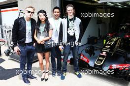 Lotus F1 Team guests (L to R): Lucas Till (USA) Actor; Lana Condor (USA) Actress; Dalton Wong, Trainer; Ben Hardy (GBR) Actor. 07.06.2015. Formula 1 World Championship, Rd 7, Canadian Grand Prix, Montreal, Canada, Race Day.