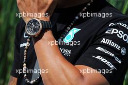 The watch worn by Lewis Hamilton (GBR) Mercedes AMG F1. 04.06.2015. Formula 1 World Championship, Rd 7, Canadian Grand Prix, Montreal, Canada, Preparation Day.
