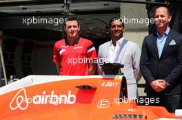 (L to R): ; Nigel Da Costa, Airbnb Partnerships and Field Marketing Lead; Aaron Zifkin, Airbnb Canada Country Manager; as the Manor Marussia F1 Team reveal Airbnb as sponsors. 04.06.2015. Formula 1 World Championship, Rd 7, Canadian Grand Prix, Montreal, Canada, Preparation Day.