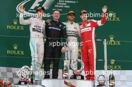 The podium (L to R): Nico Rosberg (GER) Mercedes AMG F1, second; Lewis Hamilton (GBR) Mercedes AMG F1, race winner; Sebastian Vettel (GER) Ferrari, third. 12.04.2015. Formula 1 World Championship, Rd 3, Chinese Grand Prix, Shanghai, China, Race Day.