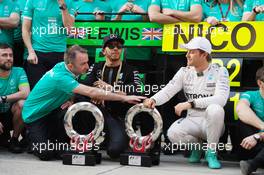 (L to R): Paddy Lowe (GBR) Mercedes AMG F1 Executive Director (Technical) with race winner Lewis Hamilton (GBR) Mercedes AMG F1 and second placed Nico Rosberg (GER) Mercedes AMG F1. 12.04.2015. Formula 1 World Championship, Rd 3, Chinese Grand Prix, Shanghai, China, Race Day.