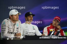 The post race FIA Press Conference (L to R): Nico Rosberg (GER) Mercedes AMG F1, second; Lewis Hamilton (GBR) Mercedes AMG F1, race winner; Sebastian Vettel (GER) Ferrari, third. 12.04.2015. Formula 1 World Championship, Rd 3, Chinese Grand Prix, Shanghai, China, Race Day.