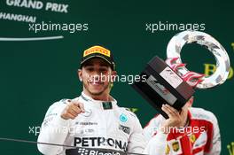Lewis Hamilton (GBR) Mercedes AMG F1 celebrates on the podium. 12.04.2015. Formula 1 World Championship, Rd 3, Chinese Grand Prix, Shanghai, China, Race Day.