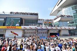 The podium (L to R): Nico Rosberg (GER) Mercedes AMG F1, second; Lewis Hamilton (GBR) Mercedes AMG F1, race winner; Sebastian Vettel (GER) Ferrari, third. 12.04.2015. Formula 1 World Championship, Rd 3, Chinese Grand Prix, Shanghai, China, Race Day.